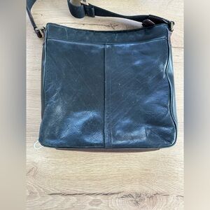 Classic Black Coach Leather Men's Crossbody Bag